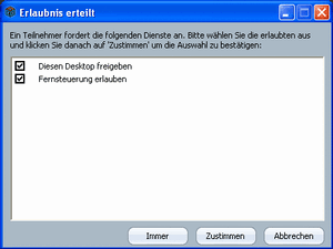 Fernwartung Erlaubniss erteilen