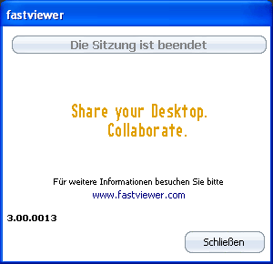 Sitzung der Fernwartung ist beendet